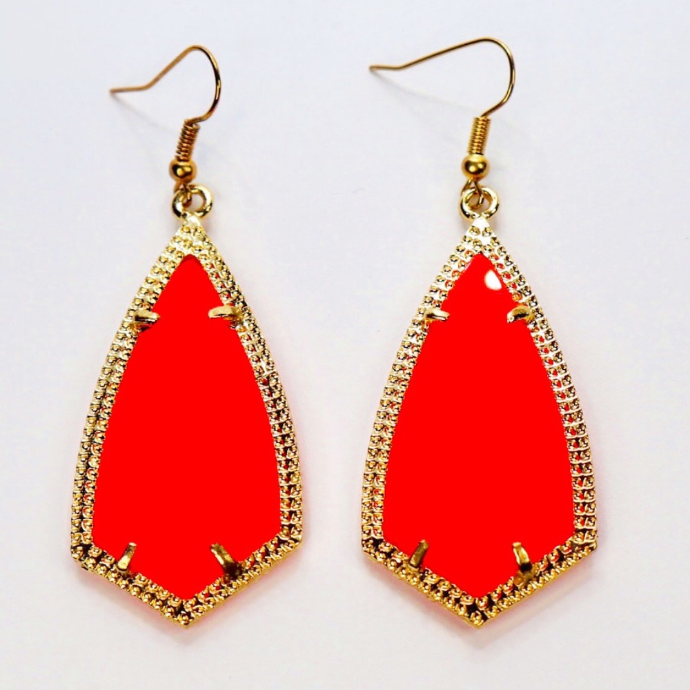 Red Geometric Earrings | Red Fashion Earrings
